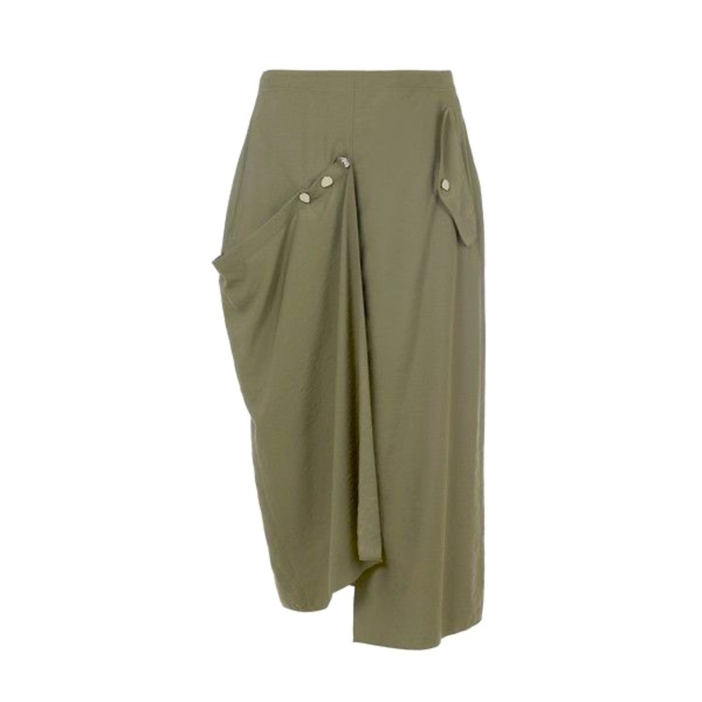 Tibi Washed Viscose Twill Asymmetrical Flap Skirt